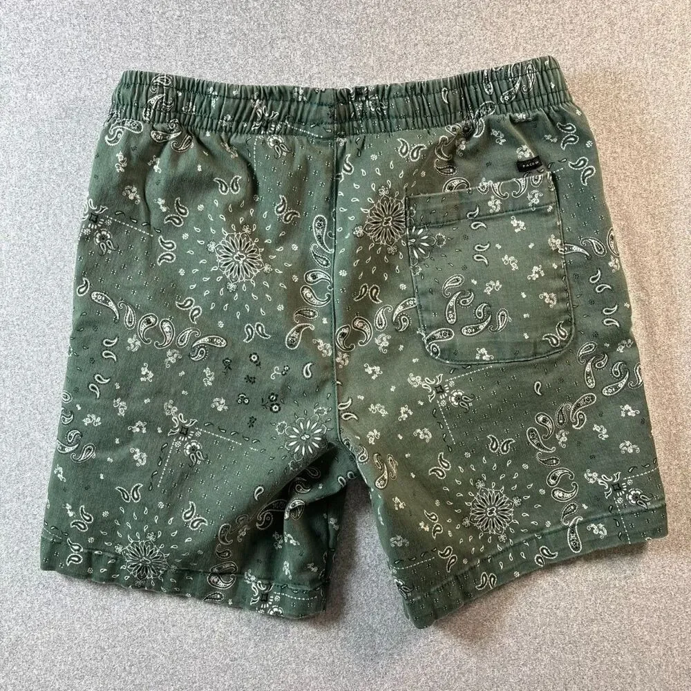 PacSun Volley Shorts Mens Small Green Paisley Bandana Drawstring Casual